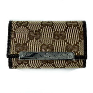 Gucci Case GG Wallet Brown Beige Accessories Keychain